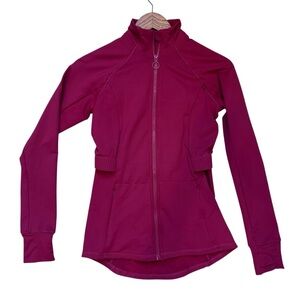 Fabletics Red Long Sleeve Zip Up Athletic Top